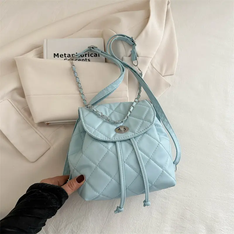 Korean Style Rhombic Chain Backpack 2024 Spring Summer - Image 3