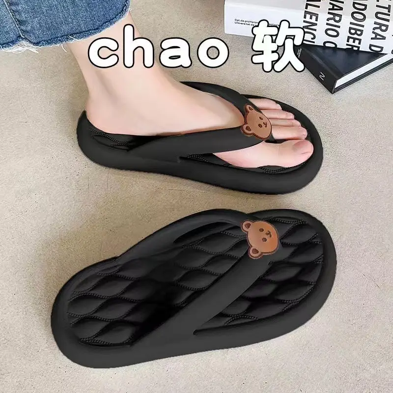 Men PVC Flip Flops Black Soft Comfort Outdoor - Image 3