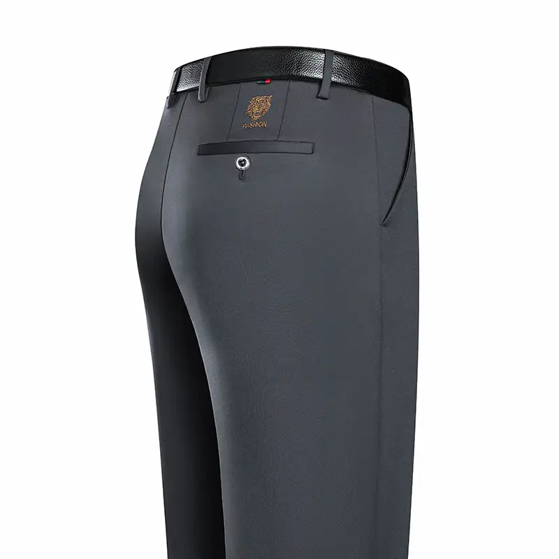 Men's Grey Straight Cut Trousers Casual Summer - Image 7