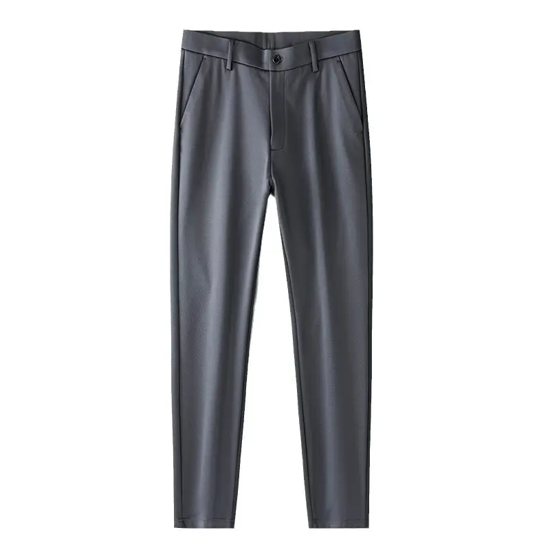 Men's Grey Straight Cut Trousers Casual Summer - Image 8