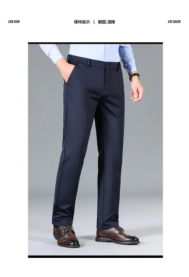 Men's Grey Straight Cut Trousers Casual Summer — feature 16