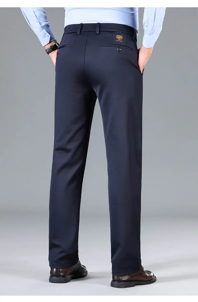 Men's Grey Straight Cut Trousers Casual Summer — feature 17