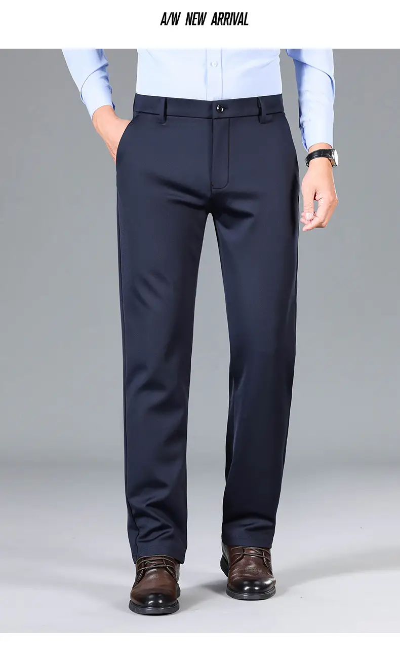 Men's Grey Straight Cut Trousers Casual Summer — feature 18