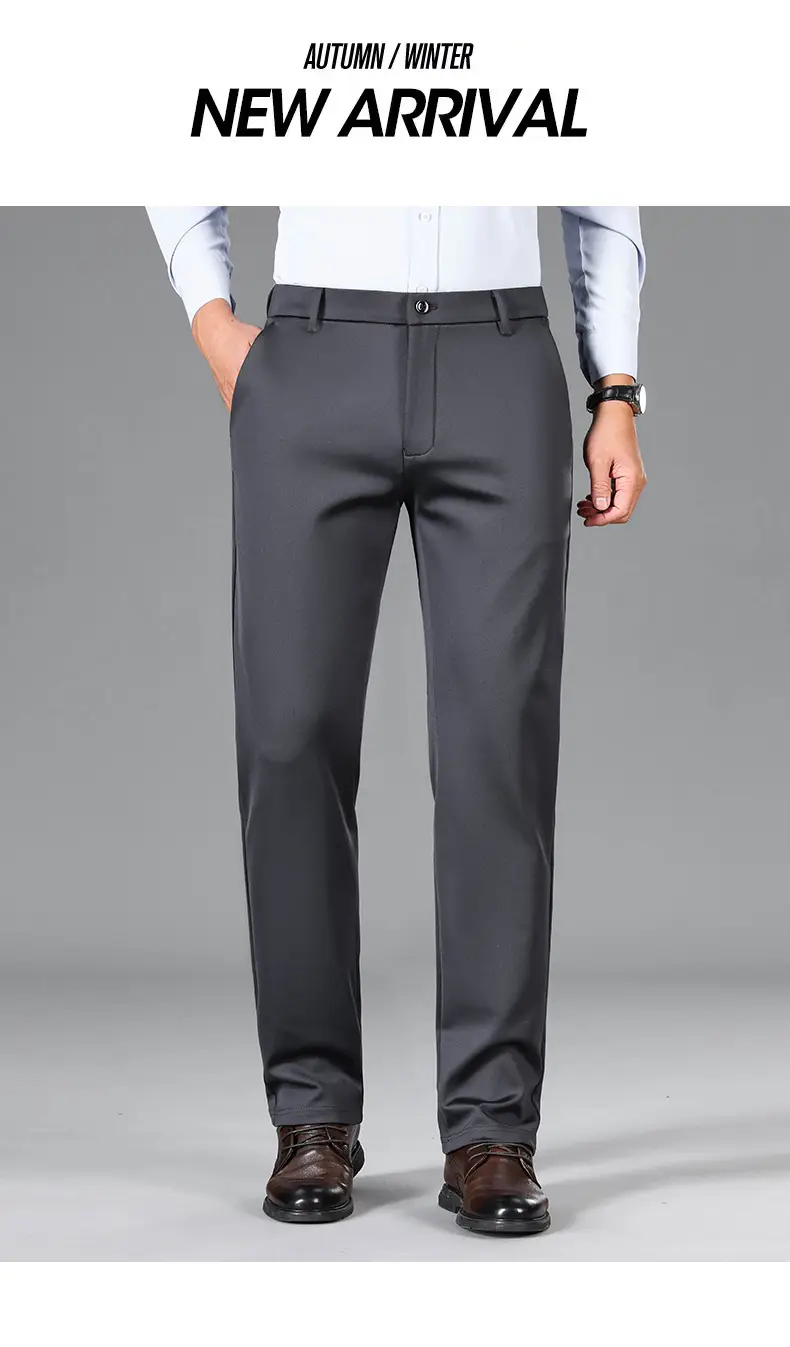 Men's Grey Straight Cut Trousers Casual Summer — feature 20