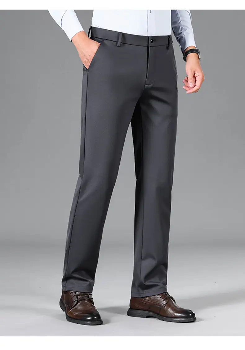 Men's Grey Straight Cut Trousers Casual Summer — feature 21