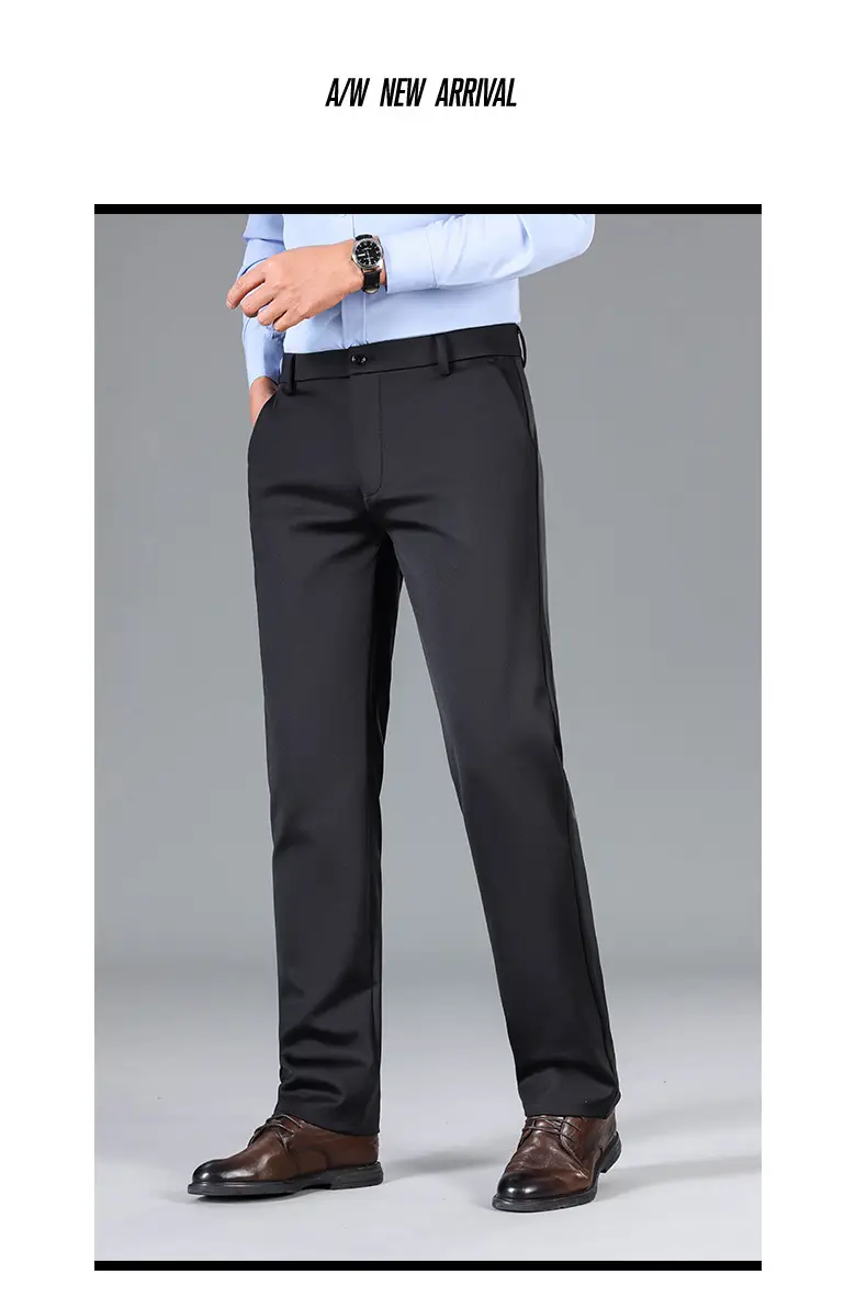 Men's Grey Straight Cut Trousers Casual Summer — feature 22