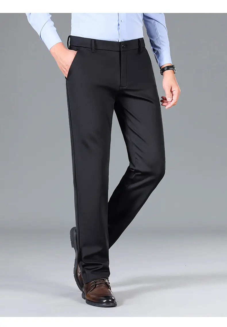 Men's Grey Straight Cut Trousers Casual Summer — feature 23
