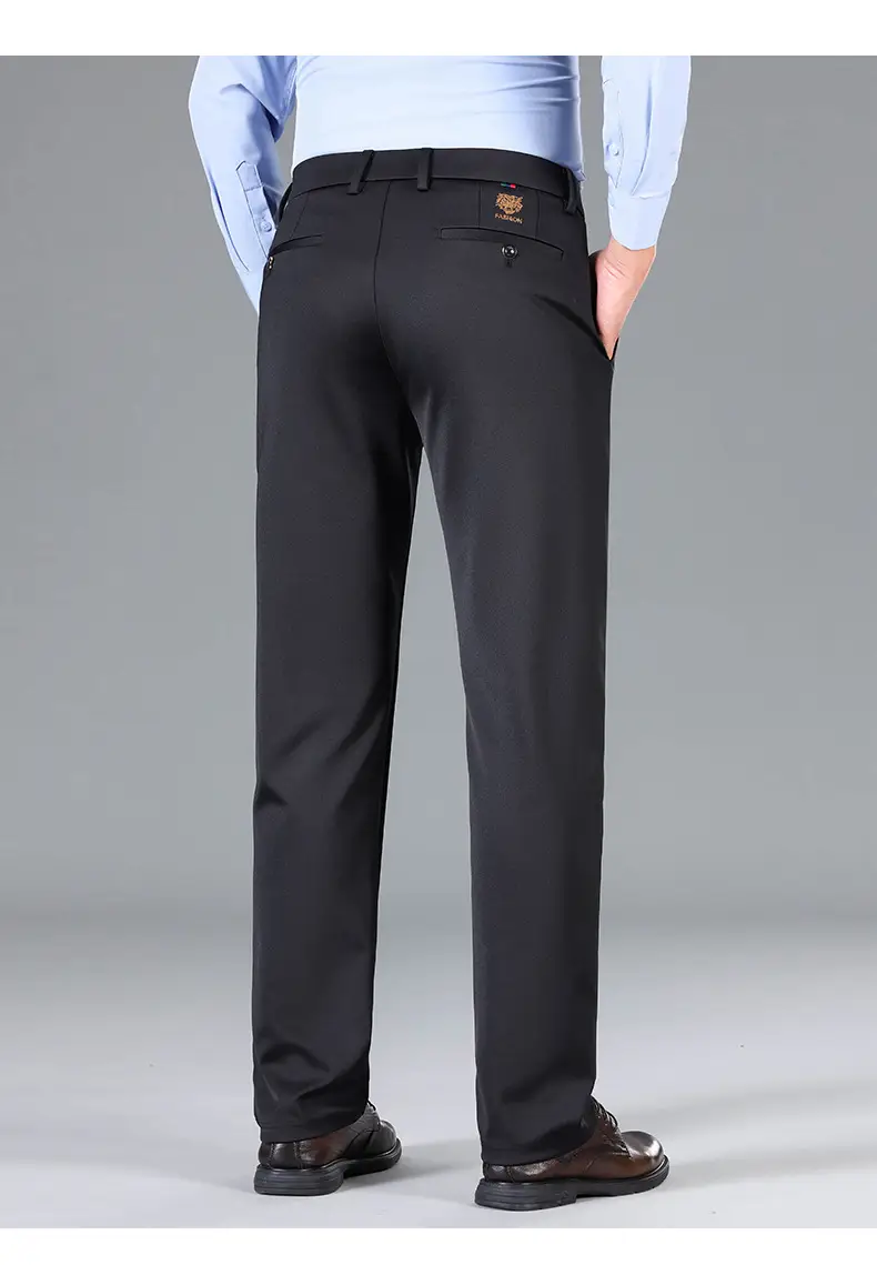 Men's Grey Straight Cut Trousers Casual Summer — feature 24
