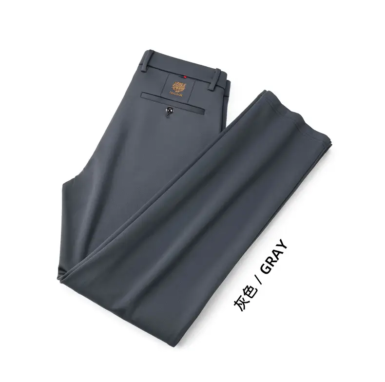 Men's Grey Straight Cut Trousers Casual Summer — feature 27