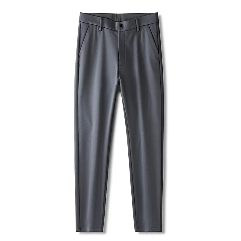 Men's Grey Straight Cut Trousers Casual Summer — feature 7