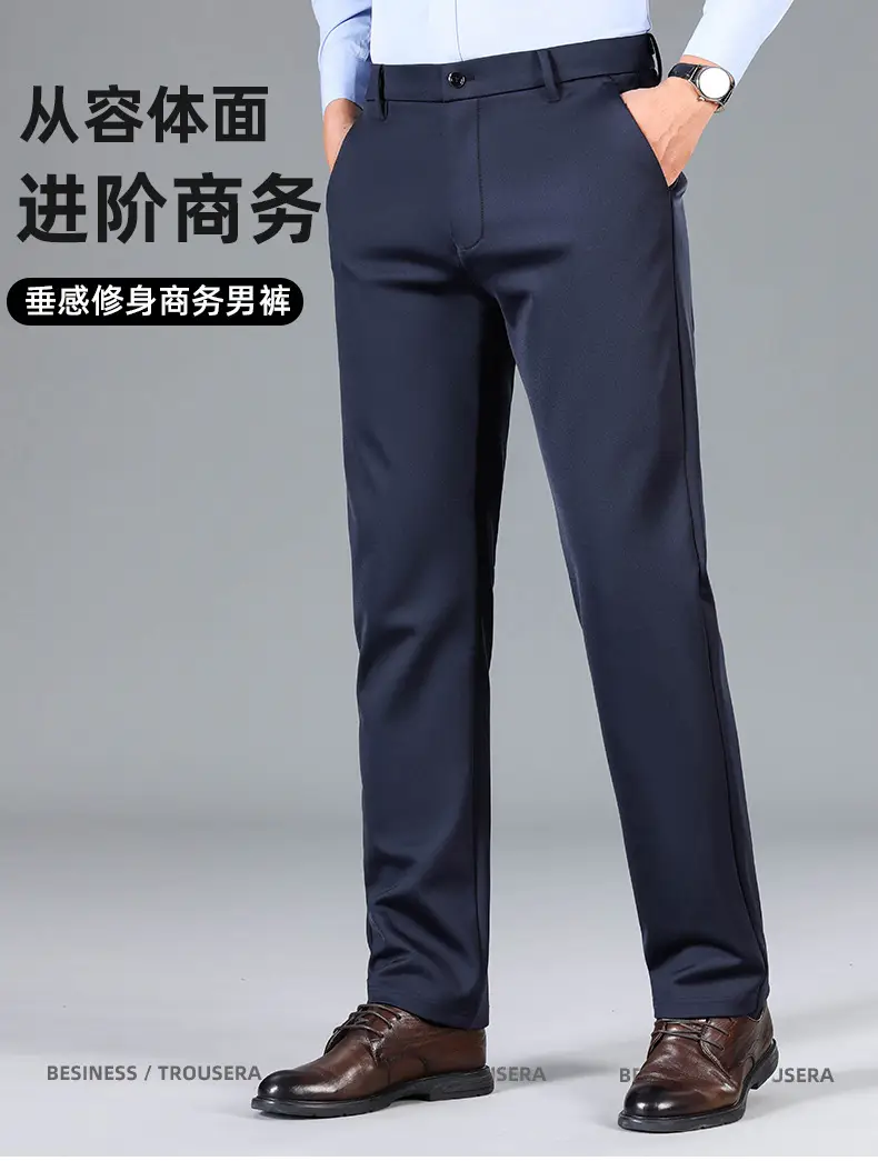 Men's Grey Straight Cut Trousers Casual Summer — feature 9