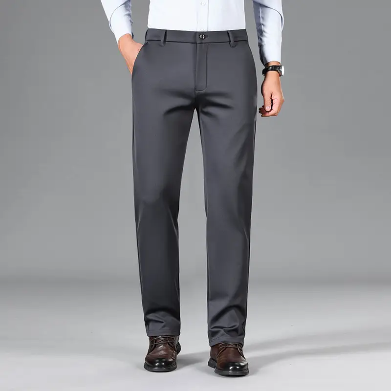 Men's Grey Straight Cut Trousers Casual Summer - Image 2