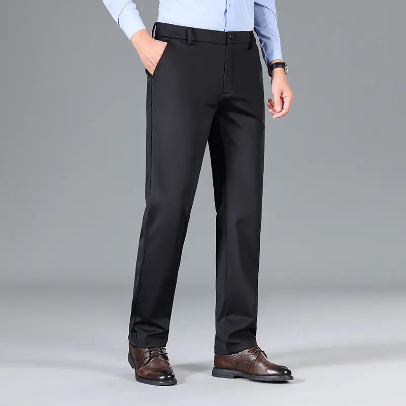 Men's Grey Straight Cut Trousers Casual Summer - Image 3