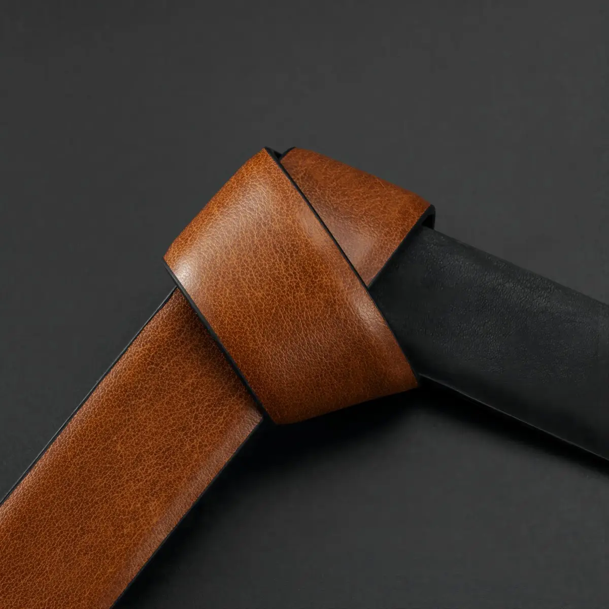 Men's Brown Leather Belt with Silver Buckle — feature 7
