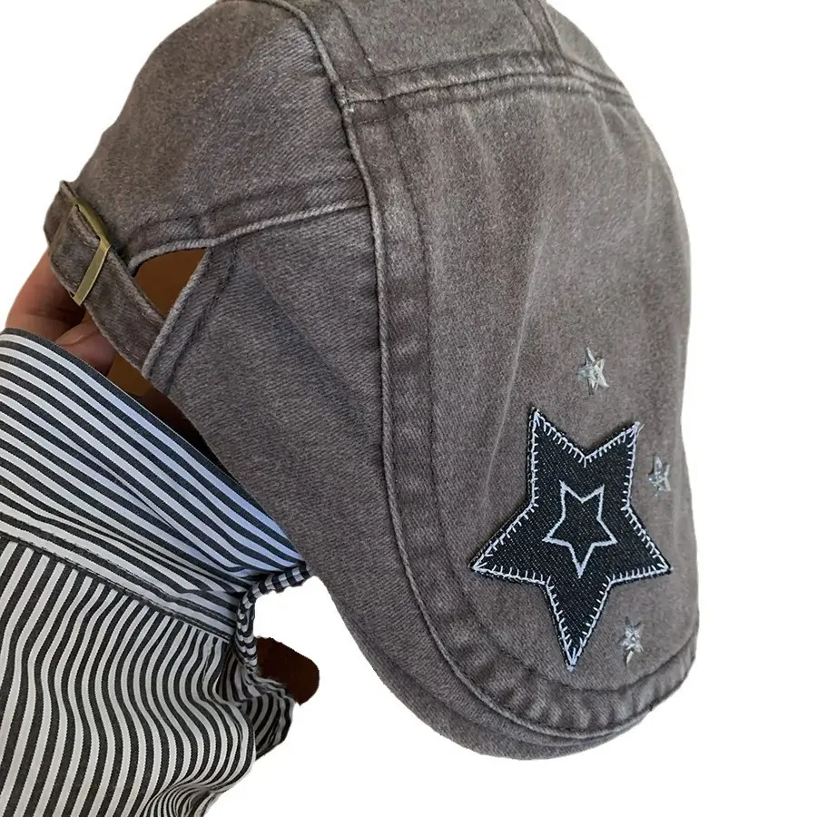 Japanese Style Star Embroidered Denim Cap for Women - Image 7