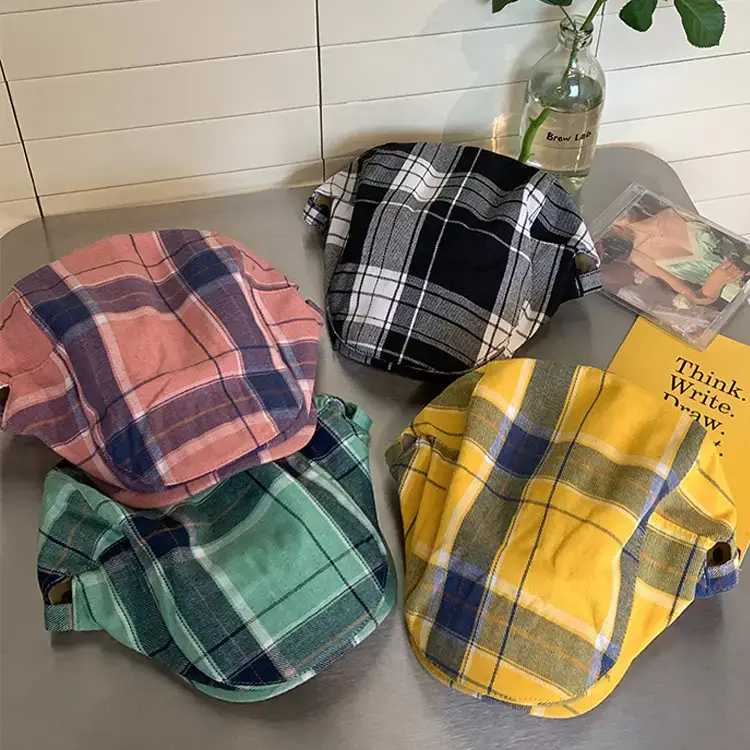 Women Plaid Beret Summer Hat Duck Tongue Forward - Image 8