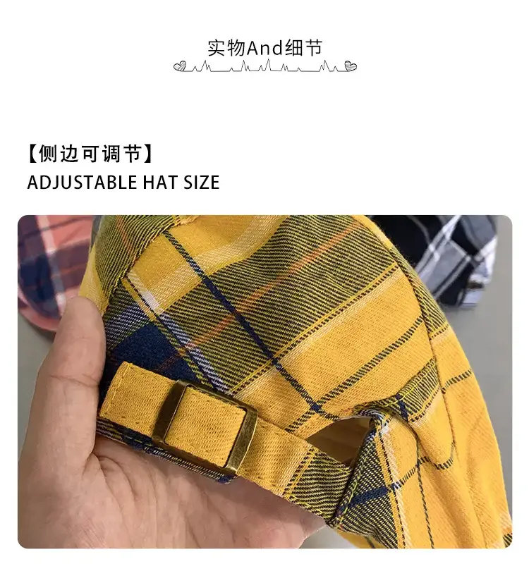 Women Plaid Beret Summer Hat Duck Tongue Forward — feature 11