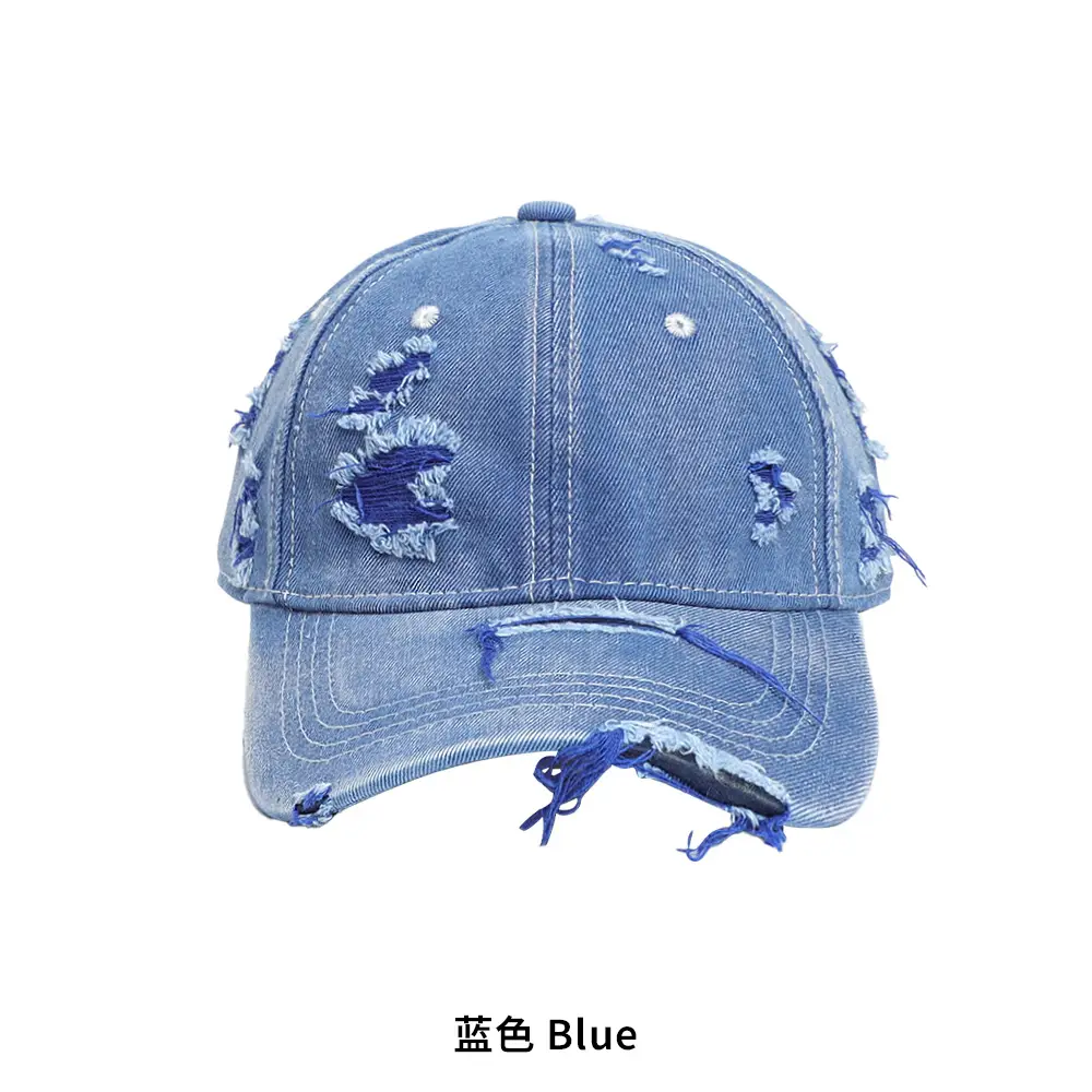 Vintage Ripped Denim Cap for Men Women Hip Hop Sun Hat - Image 4