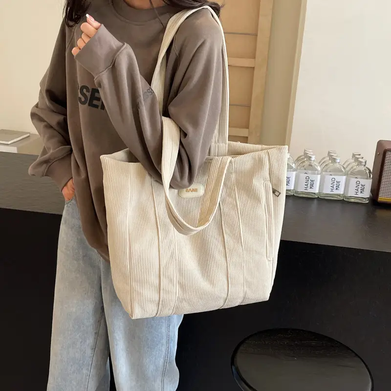 Women's Large Capacity Canvas Tote Bag Black - Image 7