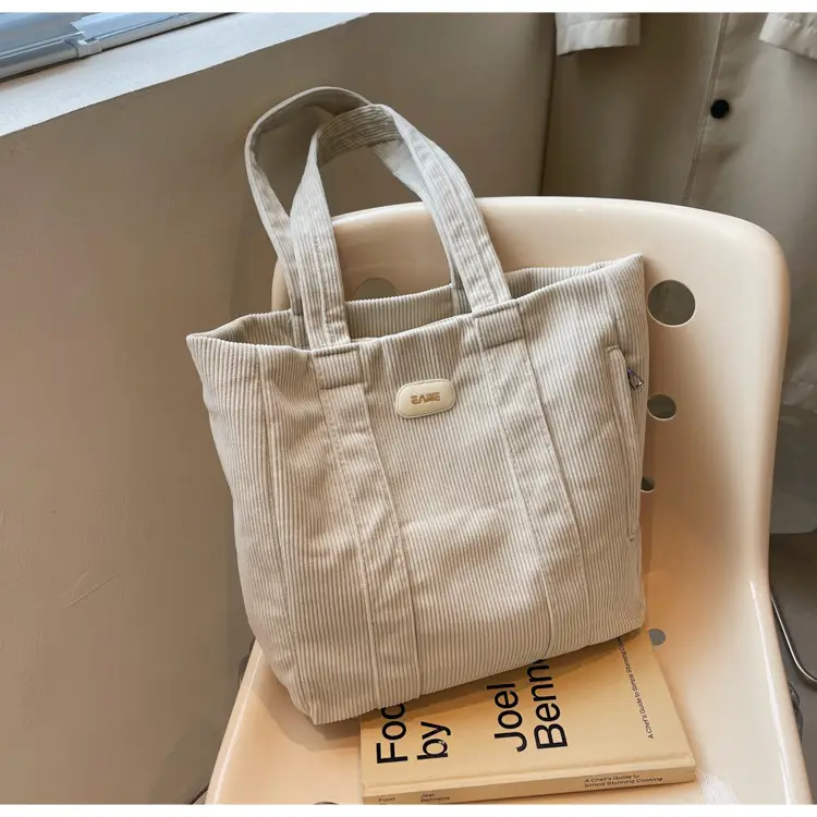 Women's Large Capacity Canvas Tote Bag Black — feature 17