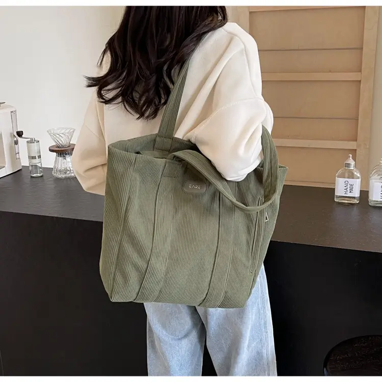 Women's Large Capacity Canvas Tote Bag Black — feature 31
