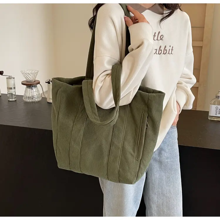 Women's Large Capacity Canvas Tote Bag Black — feature 32