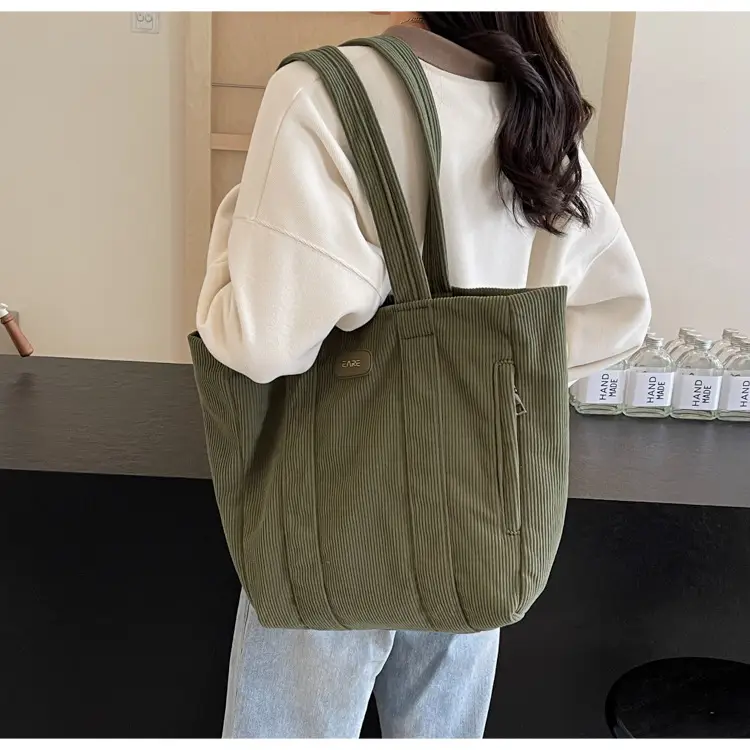 Women's Large Capacity Canvas Tote Bag Black — feature 33