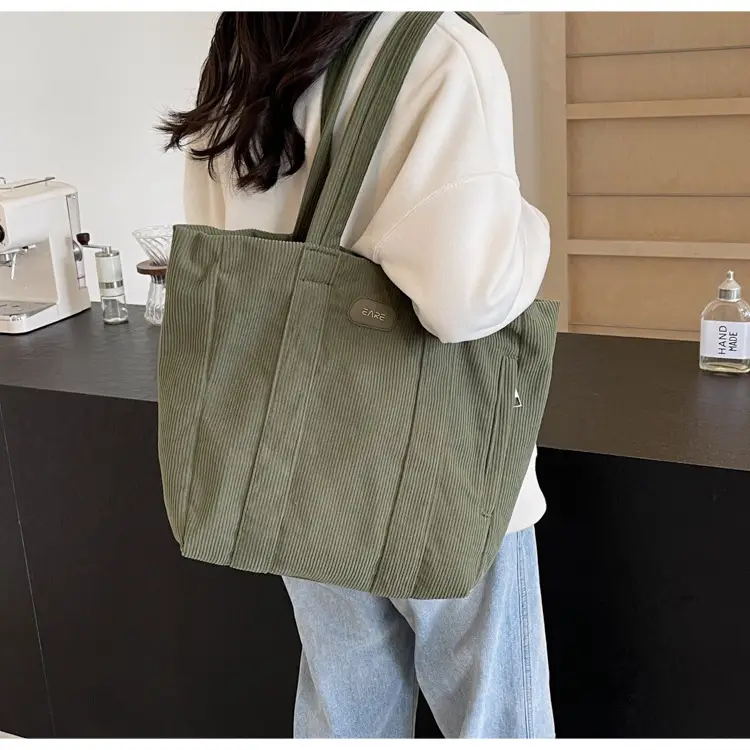 Women's Large Capacity Canvas Tote Bag Black — feature 36