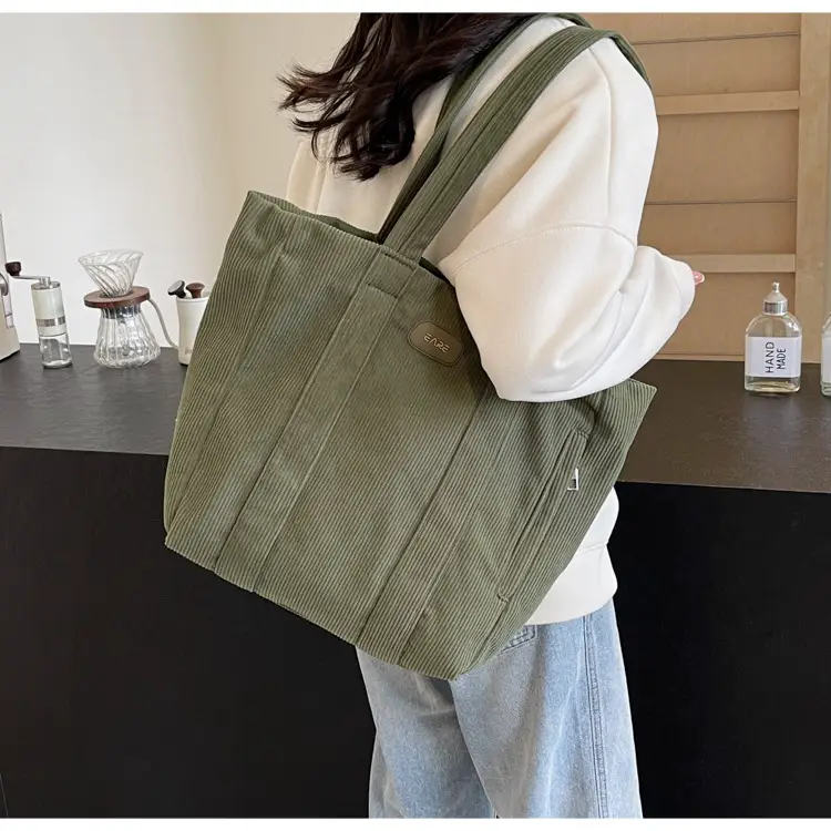 Women's Large Capacity Canvas Tote Bag Black — feature 37
