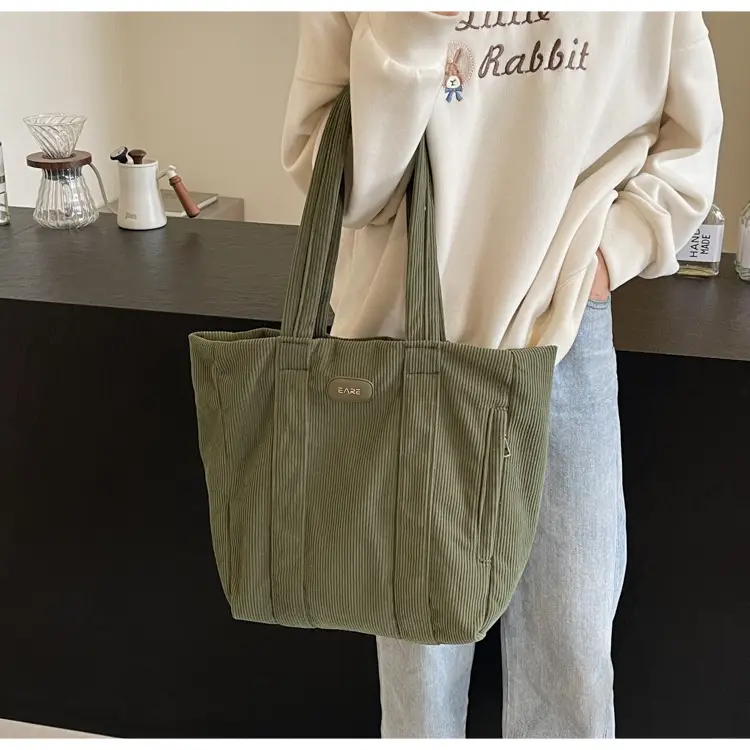 Women's Large Capacity Canvas Tote Bag Black — feature 38