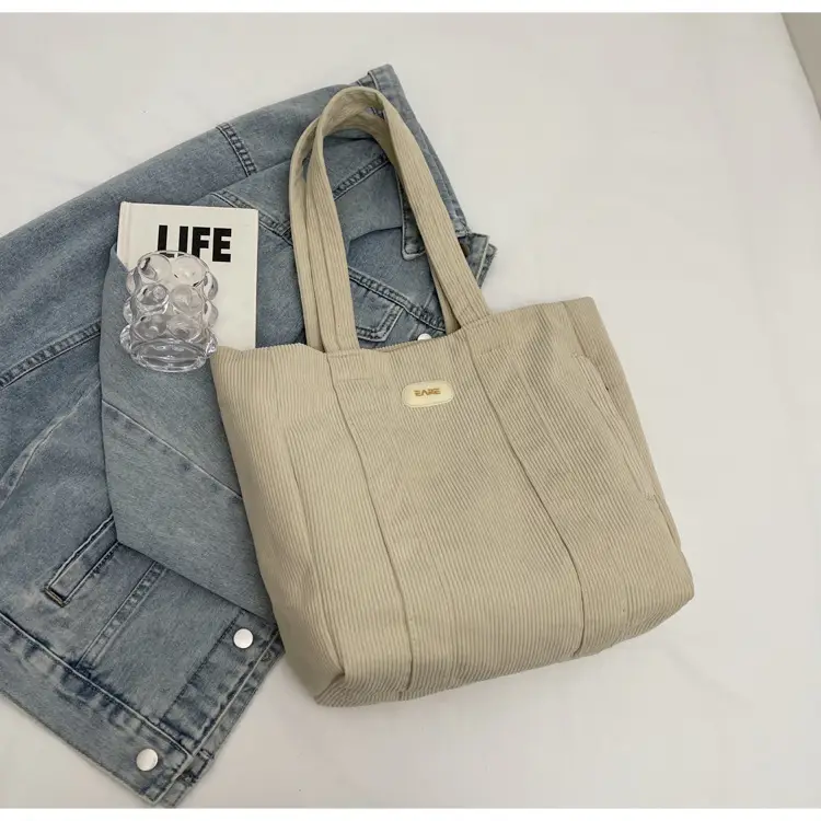 Women's Large Capacity Canvas Tote Bag Black — feature 43
