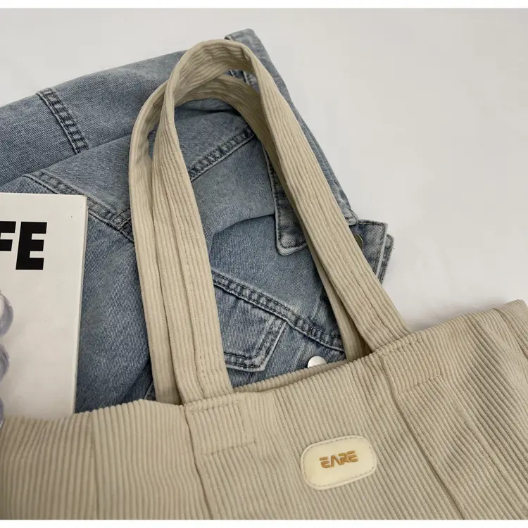 Women's Large Capacity Canvas Tote Bag Black — feature 49