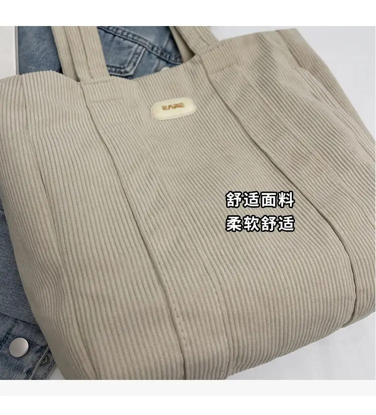 Women's Large Capacity Canvas Tote Bag Black — feature 5