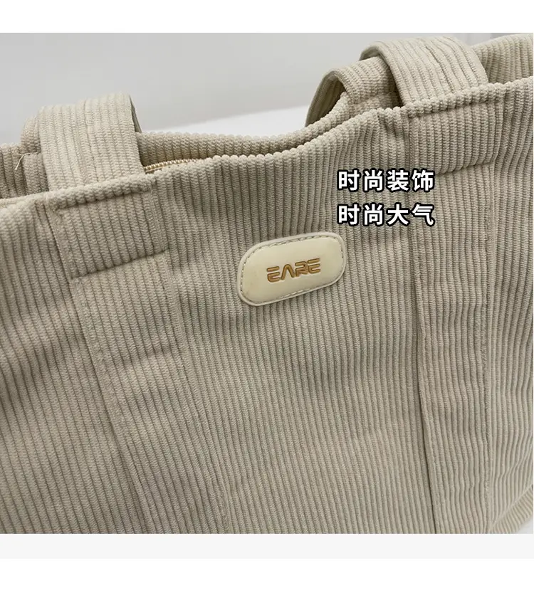 Women's Large Capacity Canvas Tote Bag Black — feature 6