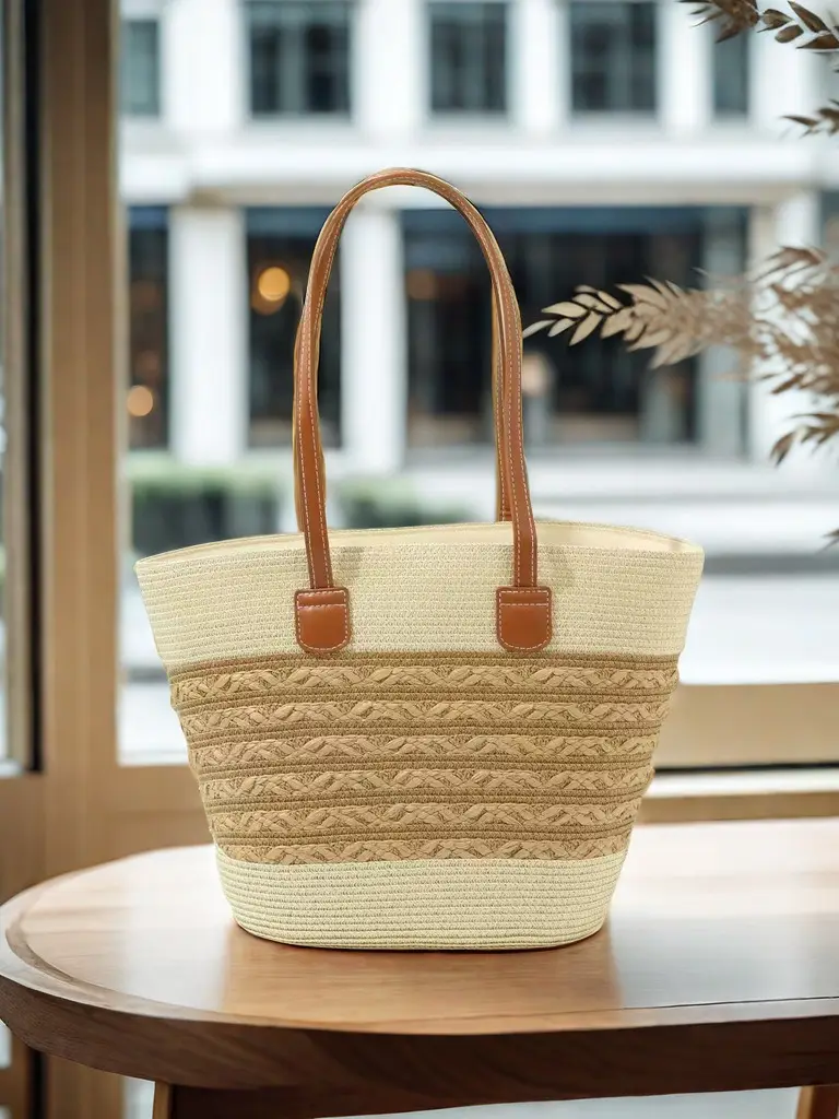 Women Straw Beach Tote Bag Large Capacity Seaside Handbag