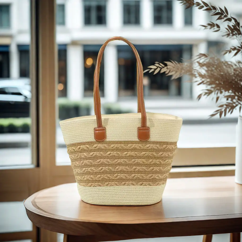 Women Straw Beach Tote Bag Large Capacity Seaside Handbag — feature 7