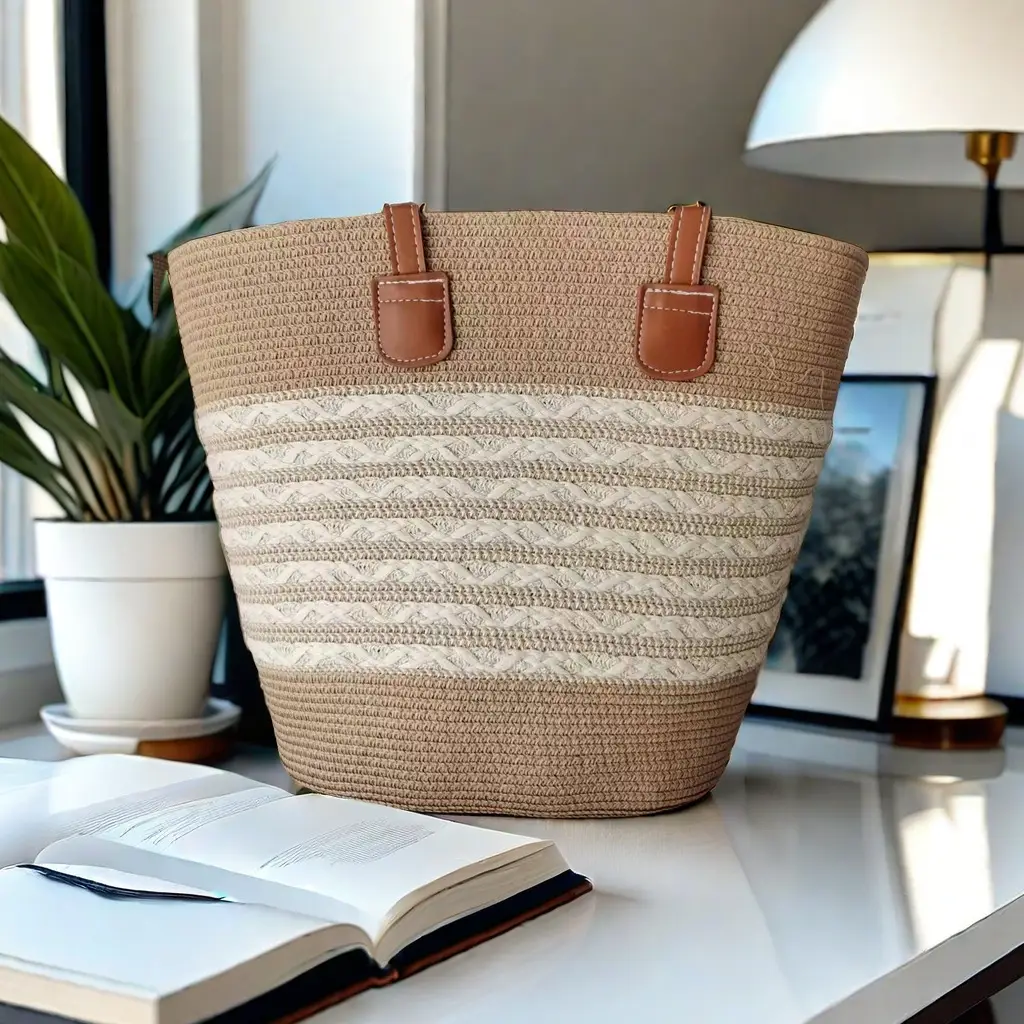 Women Straw Beach Tote Bag Large Capacity Seaside Handbag