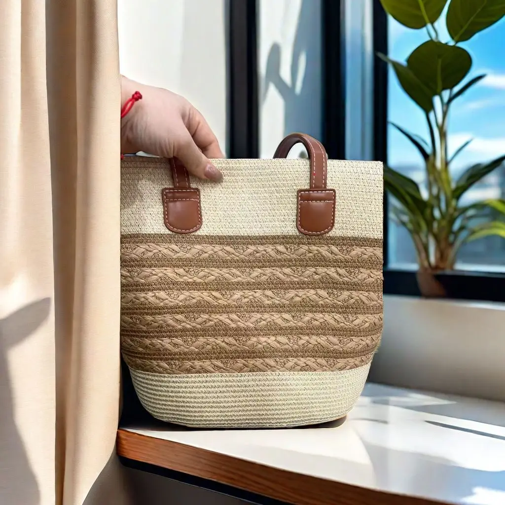 Women Straw Beach Tote Bag Large Capacity Seaside Handbag