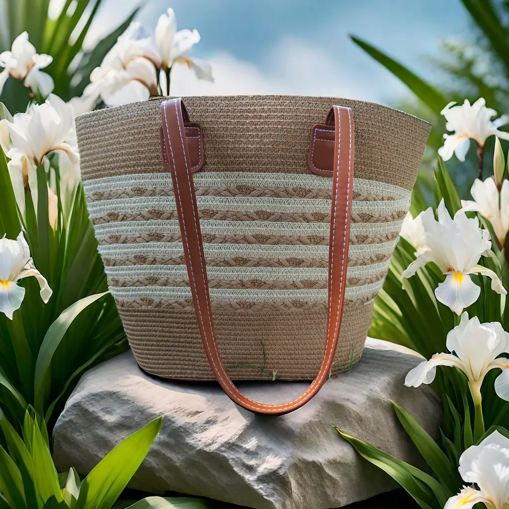 Women Straw Beach Tote Bag Large Capacity Seaside Handbag