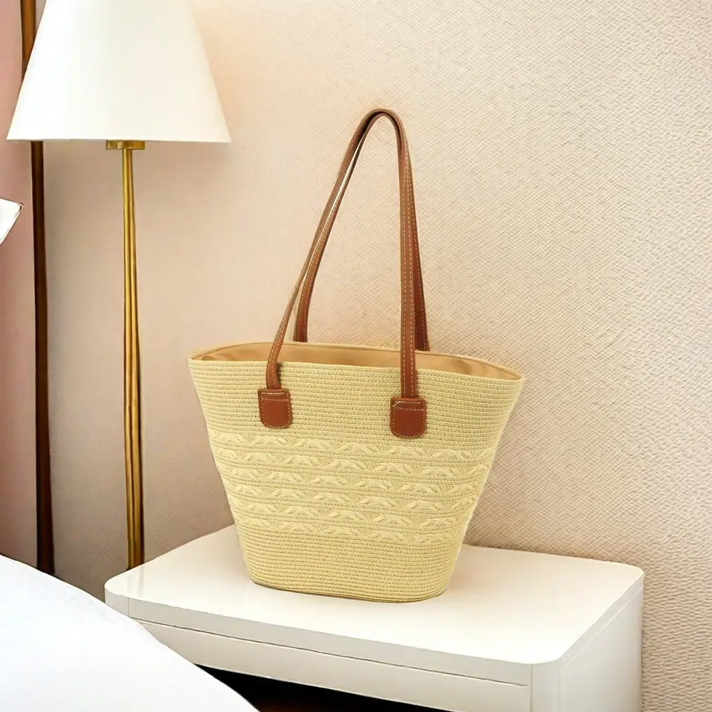 Women Straw Beach Tote Bag Large Capacity Seaside Handbag