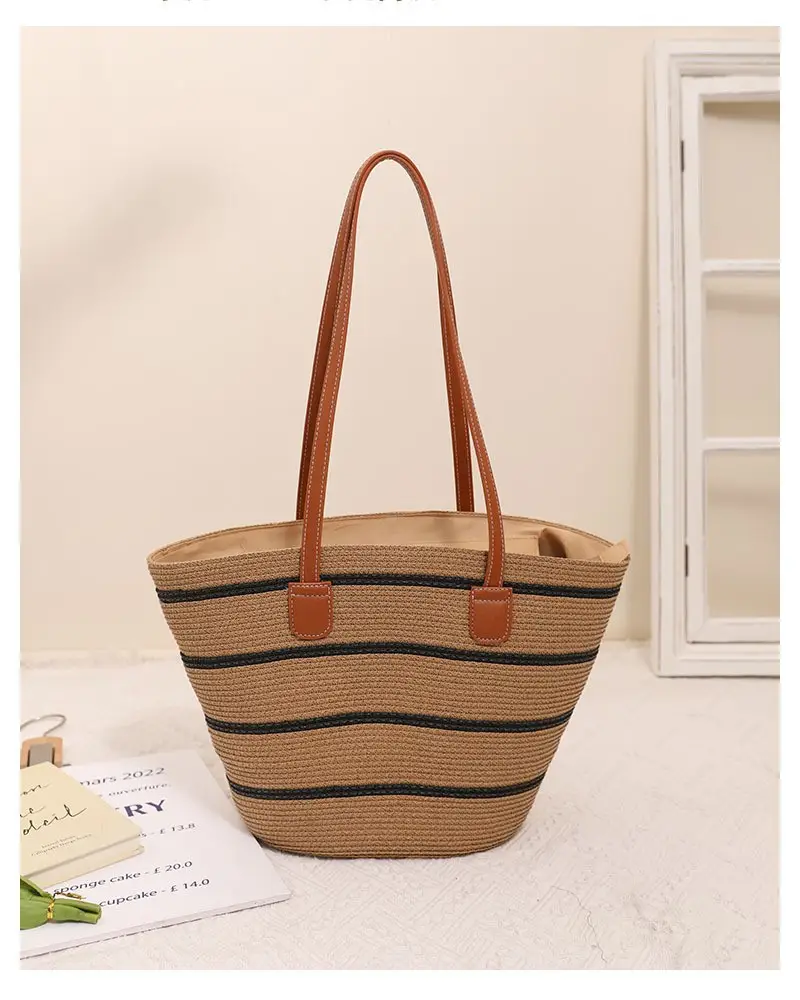 Women Straw Beach Tote Bag Large Capacity Seaside Handbag