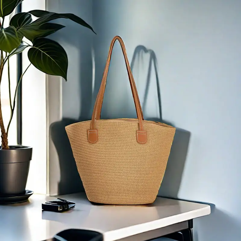 Women Straw Beach Tote Bag Large Capacity Seaside Handbag