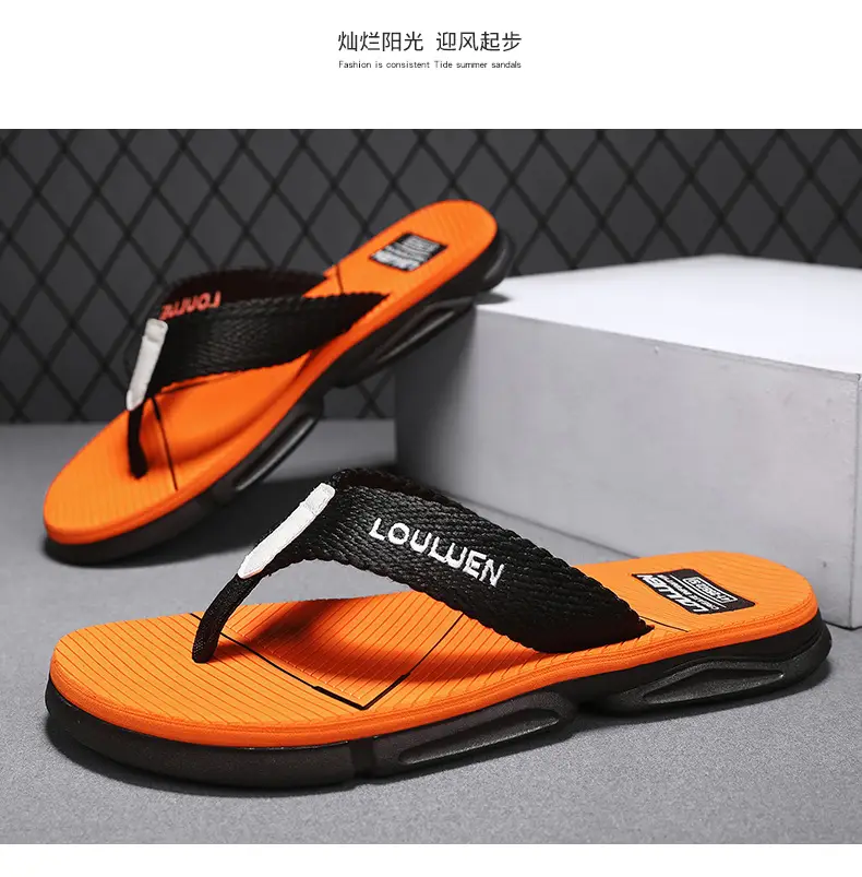 2026 Men's Orange Black Flip-Flops Casual Sandals — feature 11