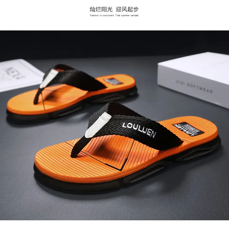 2026 Men's Orange Black Flip-Flops Casual Sandals — feature 12