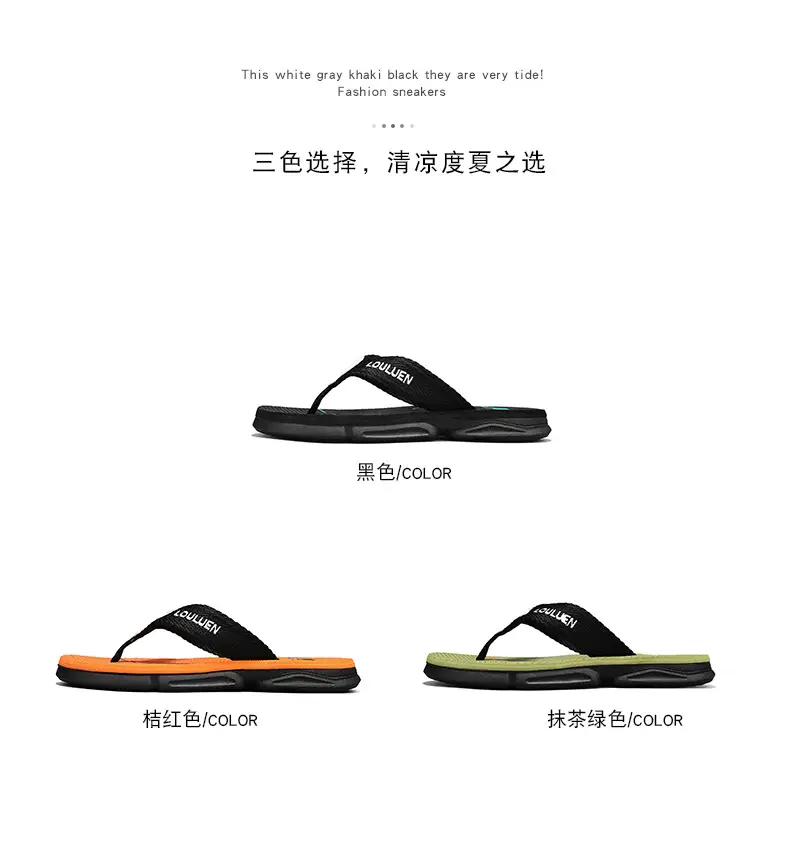2026 Men's Orange Black Flip-Flops Casual Sandals — feature 3