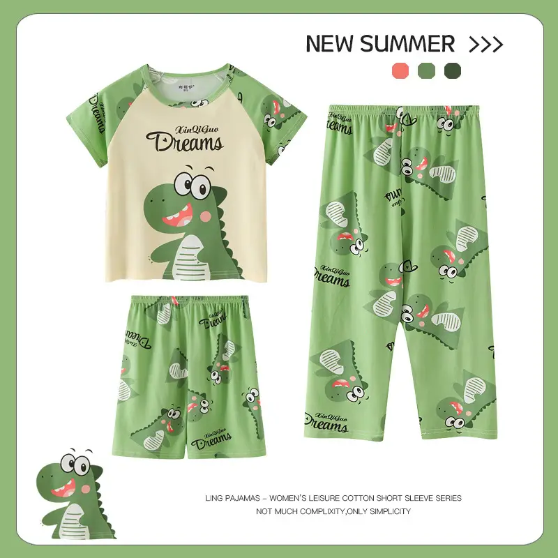 Boys Pajamas Summer 2024 Three-piece Set - Image 3