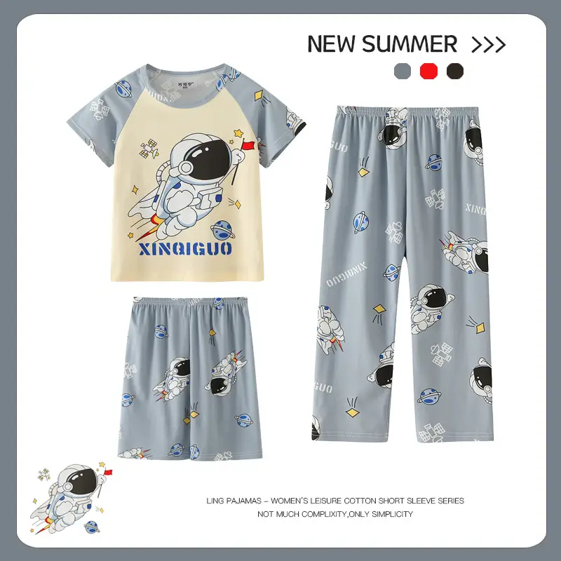 Boys Pajamas Summer 2024 Three-piece Set - Image 5