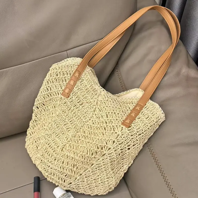 Women's Straw Woven Shoulder Bag Large Capacity Beach Travel