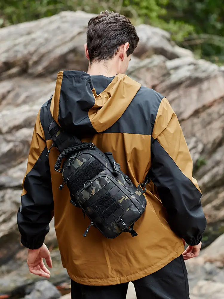 Men Waterproof Crossbody Backpack Cycling Sports Bag Black - Image 9