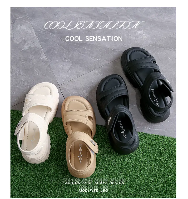 Net red muffin thick-soled sandals women's summer wholesale new casual Roman beach shoes increased all-match explosions for the little man — feature 1